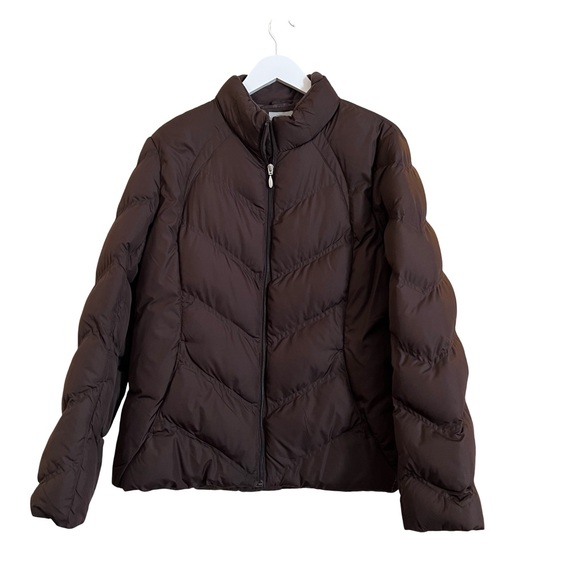 Athletic Works Jackets & Blazers - Athletic Works Brown Zip Up Quilted Puffer Coat Jacket Lightweight Size 1X